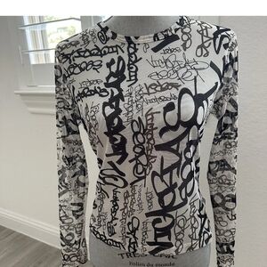 Victoria's Secret Black and White Graphic Long Sleeve Tee